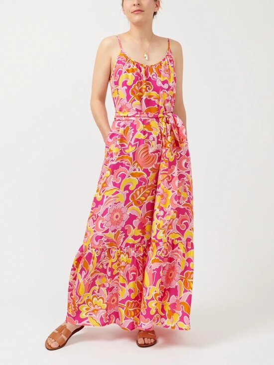 J. Crew Dresses & Skirts - NWT J.Crew Scoopneck Silk Maxi in Fuchsia Yellow Floral Removable Belt Dress 6